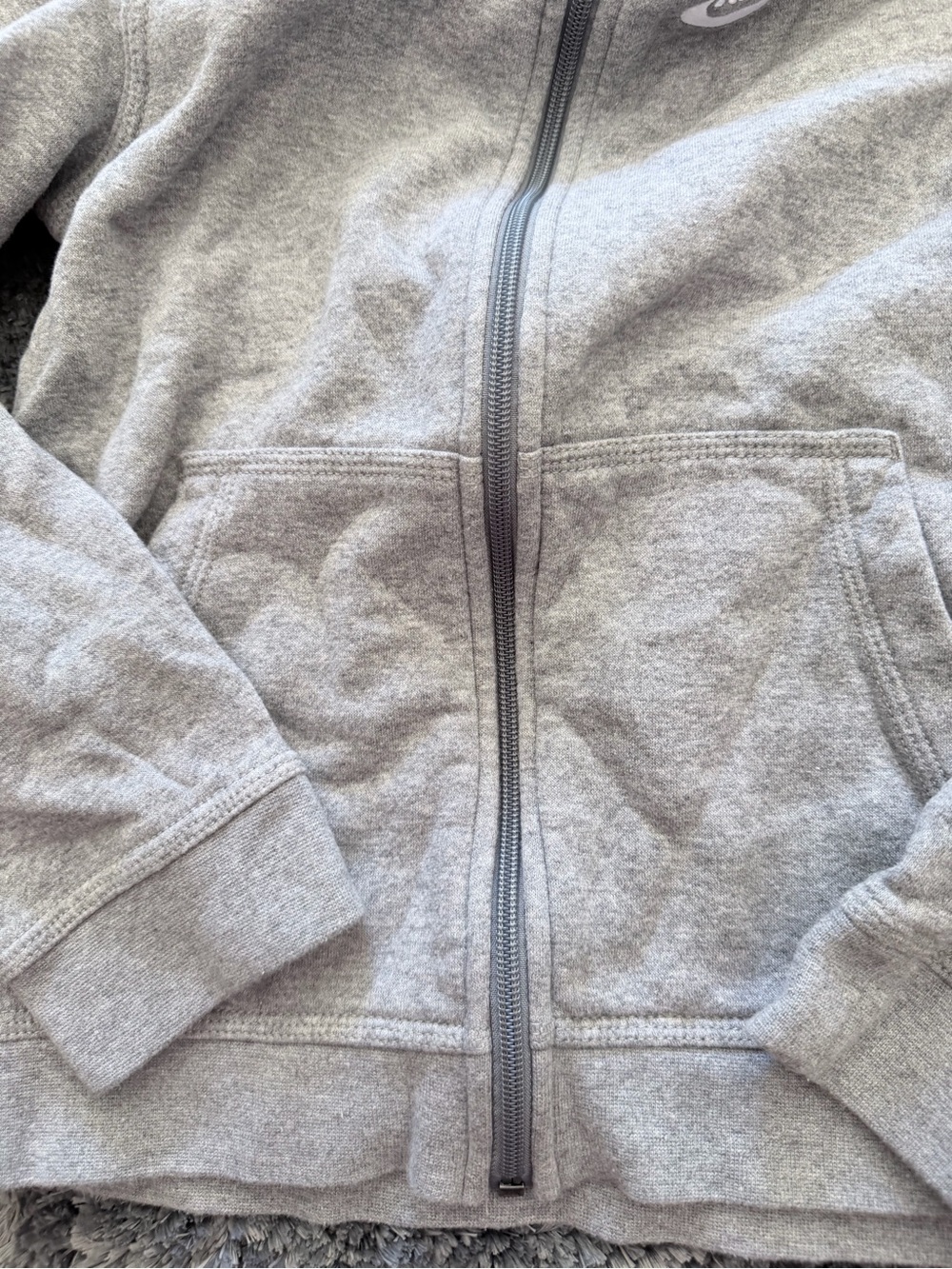 Nike Gray Kids Full-Zip Hoodie with Front Pockets - Picture 4 of 5